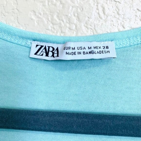 Zara mint green around neckline tank top size M baddie barbie academia coastal - Picture 2 of 6